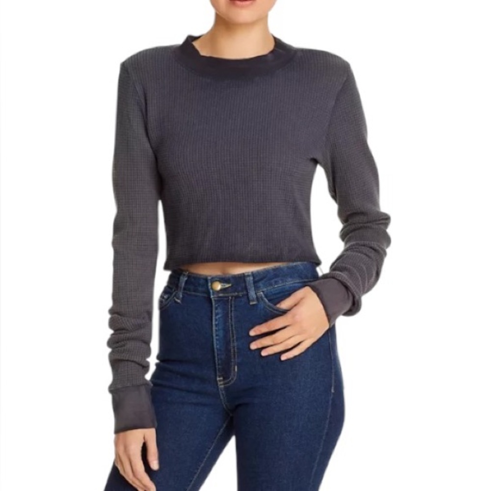 🟣Cotton Citizen Charcoal Crop Top